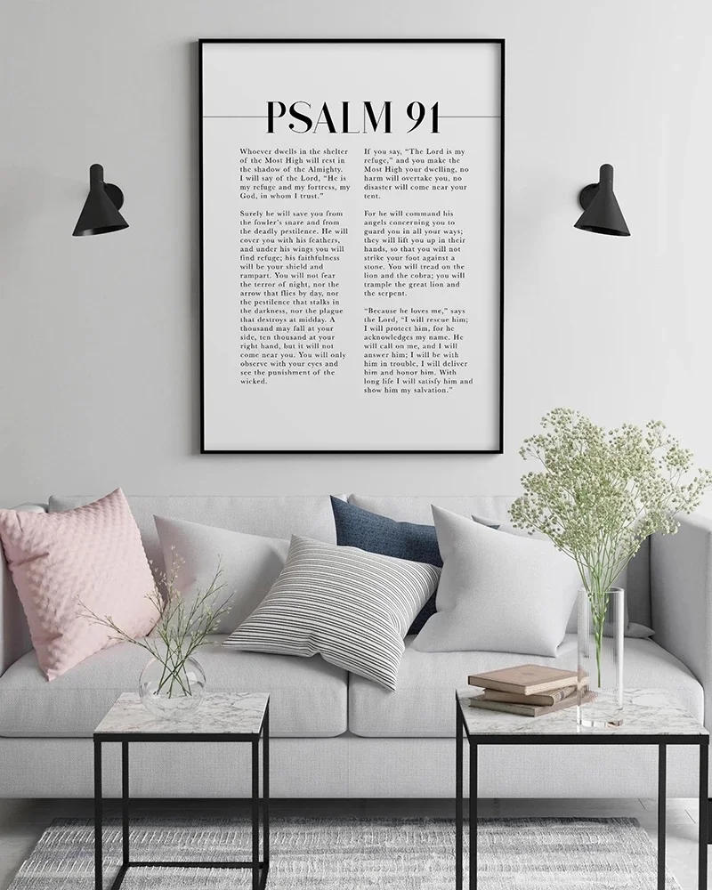 Description Picture 5 of itemPsalm 91 Scripture Wall Art He Who Dwells In The Shelter Bible Verse Canvas Painting Poster Print For Your Christian Home Decor