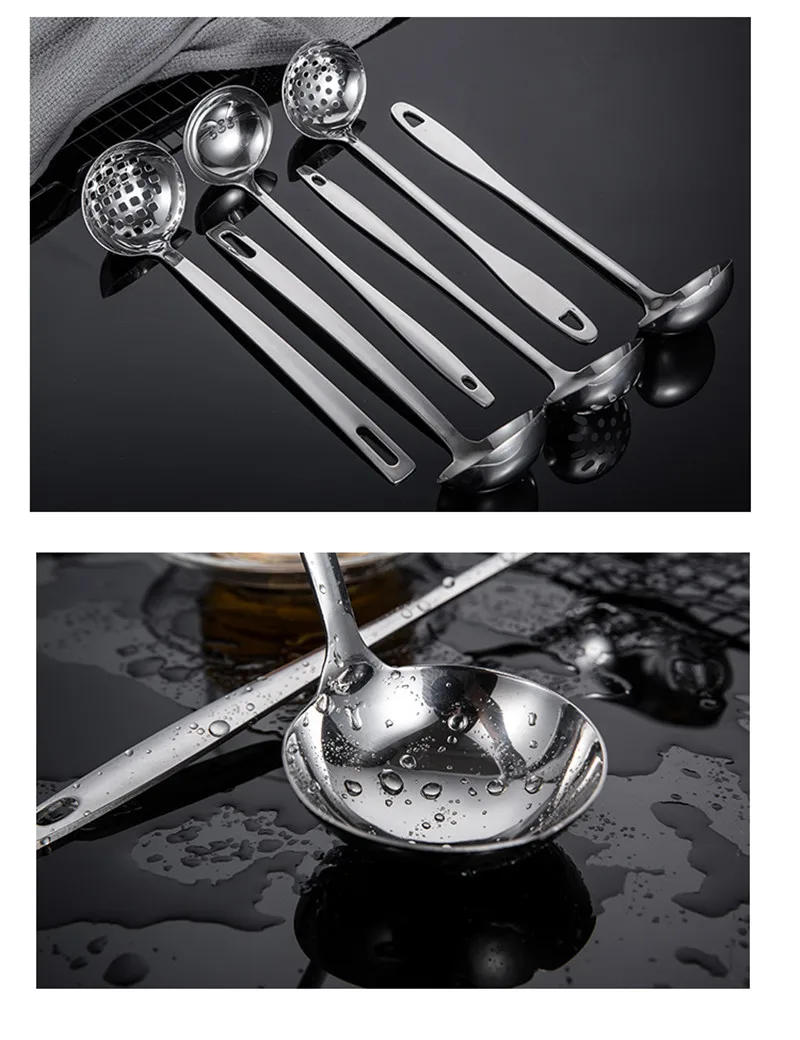 Description Picture 6 of itemStainless Steel Colander Soup Spoon Shell  Filter Dessert Long Handle Strainer Skimmer Porridge Spoons Cooking Tools Dinnerware