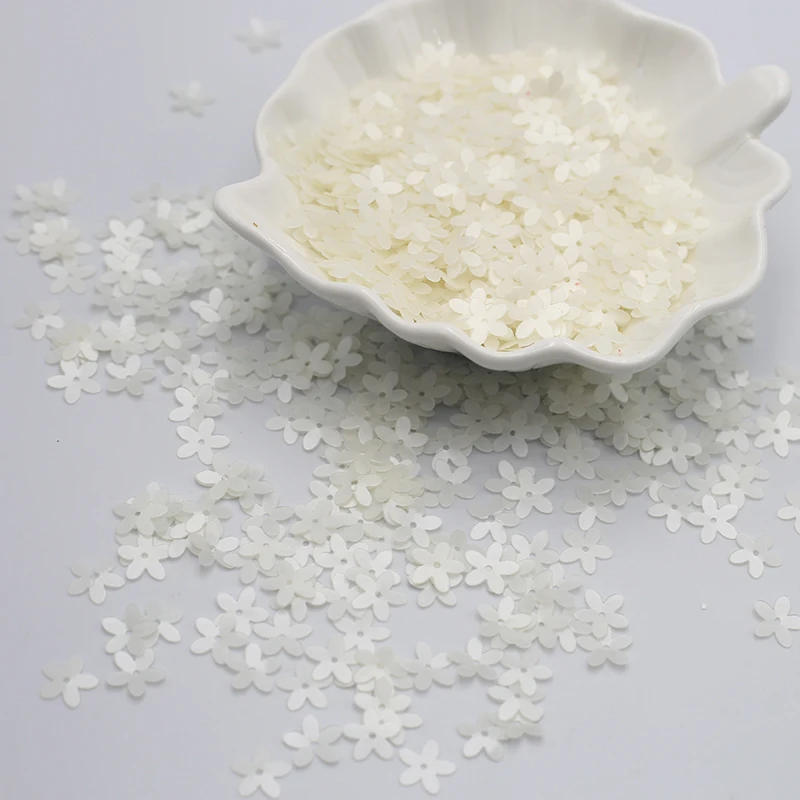 Description Picture 4 of item10mm Flower Seuiqns Five Petal Bloom Paillettes 3D Matte Color PVC Manicure Sequin for Craft Art Nails Beading Embroidery 800Pcs