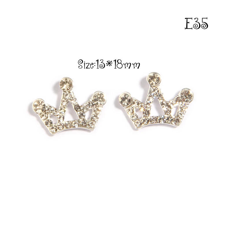 Description Picture 2 of item10Pcs 13*18mm Silver Crystal Crown Rhinestone Buttons Flatback For Wedding Invitation Decoration Alloy Diamond  Jewelry Craft