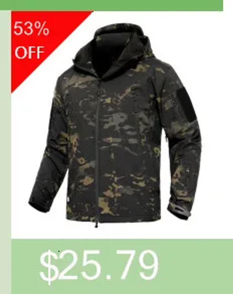 Description Picture 6 of itemMen US Militar Winter Thermal Fleece Tactical Jacket Outdoors Sports Hooded Coat Militar Softshell Hiking Outdoor Sports Jackets