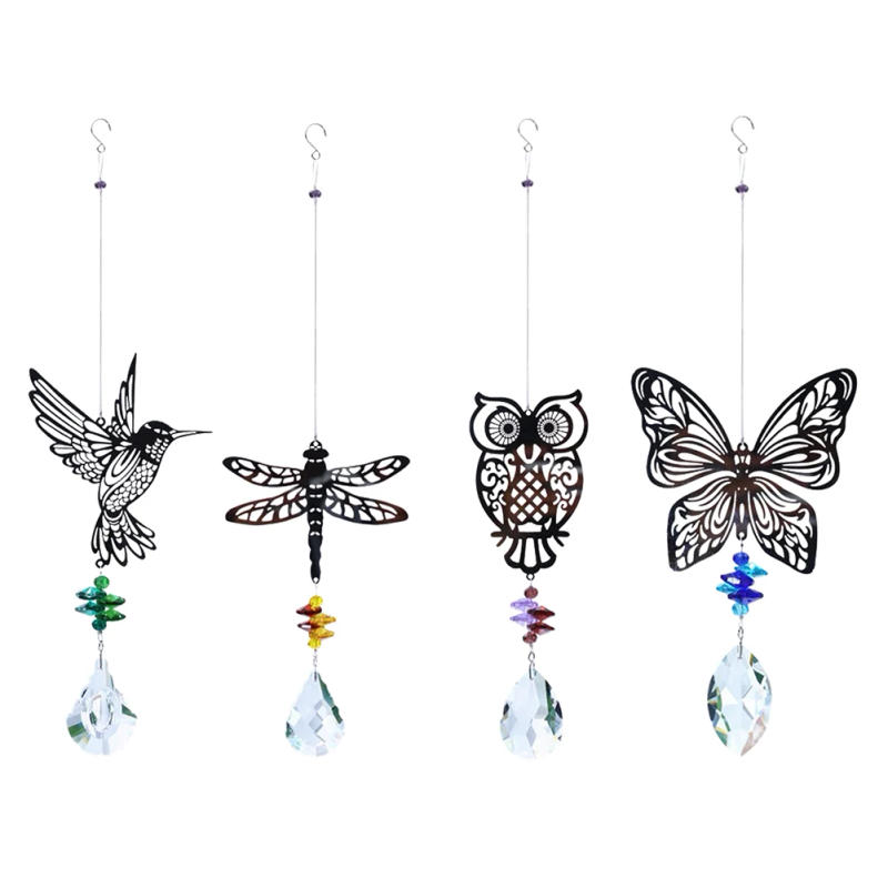 Description Picture 4 of itemCrystal Sun Prisms Glass Chandelier Solar Hummingbird Owl Wind Chimes Rainbow Chaser Hanging catcher Curtain Pendant Decoration