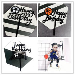 New Happy  Birthday Male God Basketball Acrylic Cake Hat Cute Acrylic Cake Hat Children's Birthday Party Cake Decoration