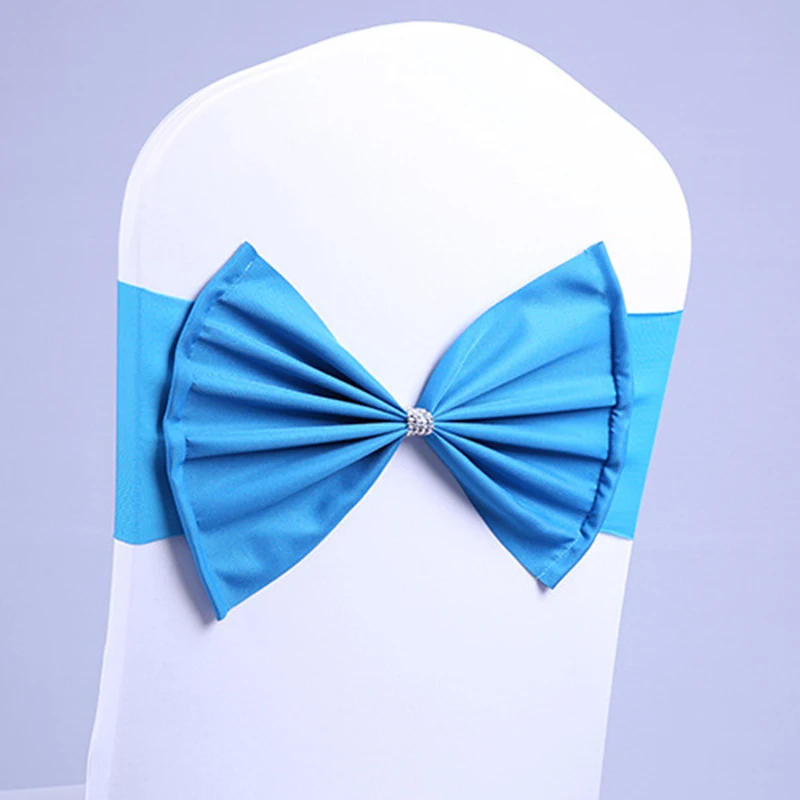 Description Picture 4 of item25pcs/Lot Wholesale Bow Chair Sashes Band For Party Birthday Banquet Chair Bow Tie Band Belt Romantic Wedding Decoration Sale
