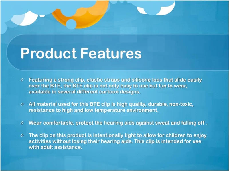 Description Picture 2 of itemChildren BTE Hearing Aid Clip Protector Holder with Cute Pretty Cartoon Design for Behind Ear Hearing Aids and Cochlear Implants