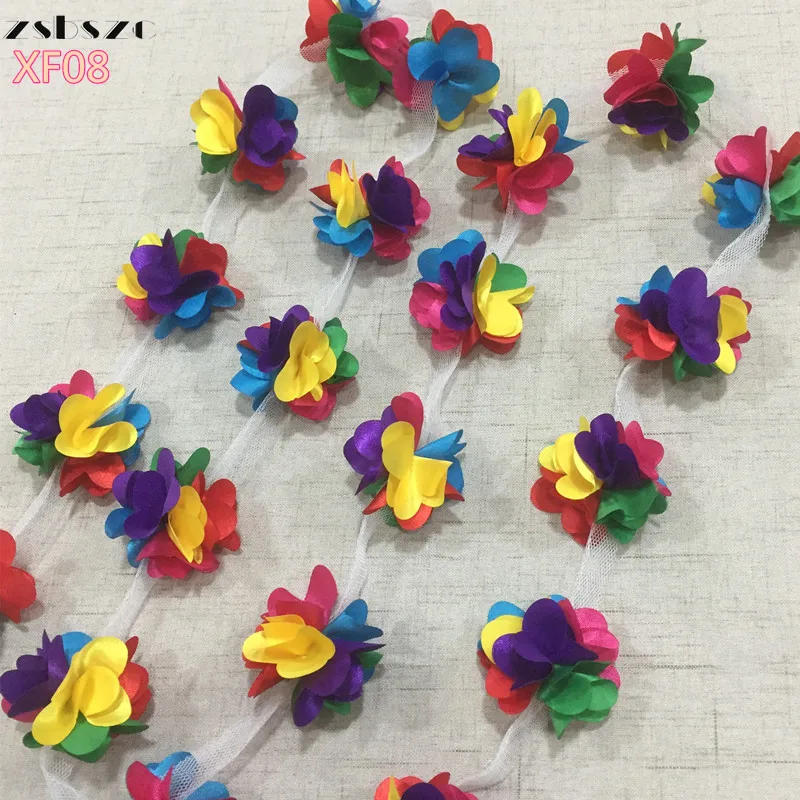 Description Picture 4 of item2 Yard 33 color 3D Chiffon Flowers DIY 5cm Width lace trim 24 flower lace ribbon decoration clothes accessories XF08
