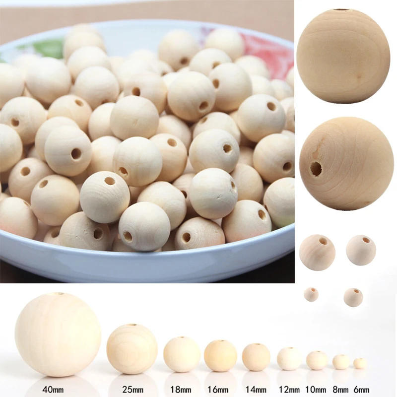Description Picture 2 of item2-300pcs Natural Wooden Spacer Beads Round Eco-Friendly Loose Wood Bead DIY Crafts supplies Jewelry Making Bracelet Accessories