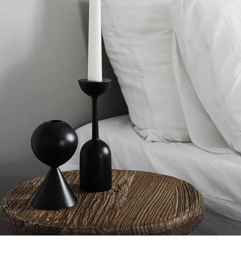 Description Picture 2 of itemBlack Wooden Minimalist Candle Holder Home Decor Wedding Decoration Accessories Candlesticks For Candelabro Centerpiece Vintage