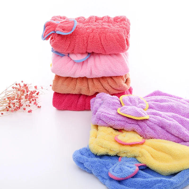 Description Picture 6 of item1pc Microfibre Bowknot Wrap Towel Quick Hair Drying Bath Towels Spa Bowknot Wrap Towel Hat Cap for Bathroom Accessories
