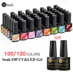 Mtssii 120/60/30/24 Colors Gel Nail Polish Set Semi Permanent Hybrid Gel Varnish Set Base Top Coat Soak Off UV LED Nail Gel Kits