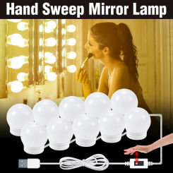 USB Dimmable Wall Lamp DC 12V LED Makeup Mirror Light Hollywood Style Vanity Mirror Lamps Hand Sweep Sensor LED Cosmetic Lights