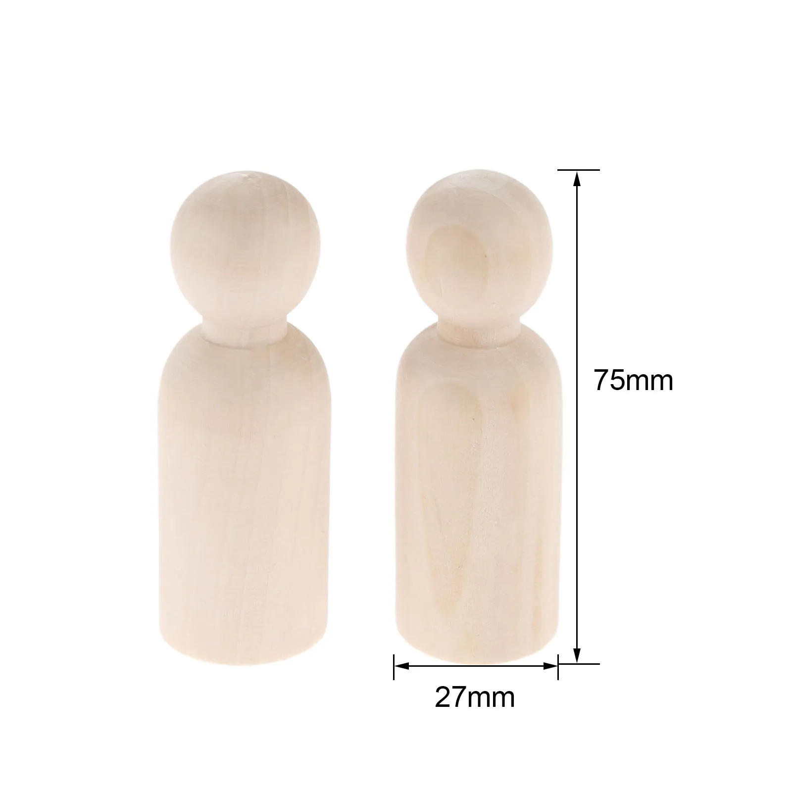 Description Picture 5 of item2Pcs Unpainted Blank Wooden Peg People Wood Figurines Peg Dolls Nesting Craft DIY Montessori Toy Kid Wedding Decoration 75*27mm