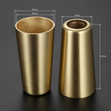 1pc Furniture Leg Cover Solid Copper Tip Brushed Brass Table Chair Cylinder/Cone Feet Cap Protect Decor 20-42mm Bottom Safe Pad