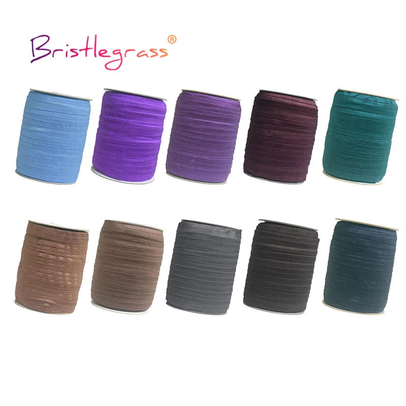 Description Picture 5 of itemBRISTLEGRASS 2 5 10 Yard 5/8" 15mm Plain Shiny Fold Over Elastics FOE Spandex Satin Band Hair Tie Headband Dress DIY Sewing Trim
