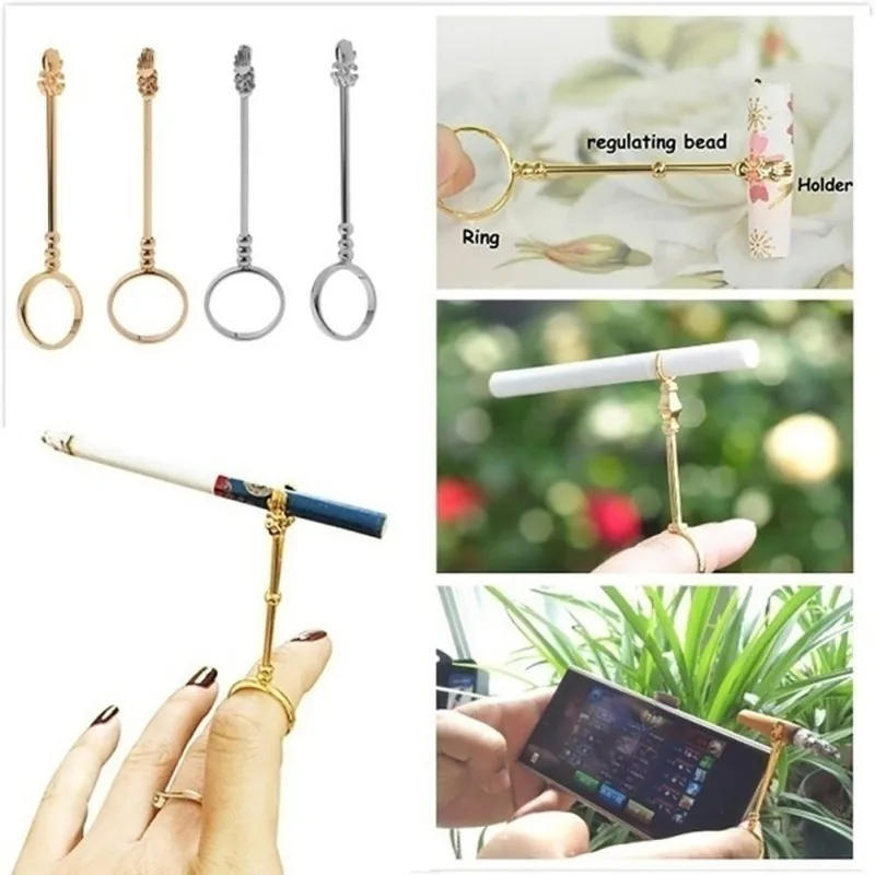 Description Picture 3 of itemVintage Cigarette Holder Ring Rack Rose Metal Finger Clip Women Men Cigarettes Slim Cigarettes Finger Clip Smoking Accessories