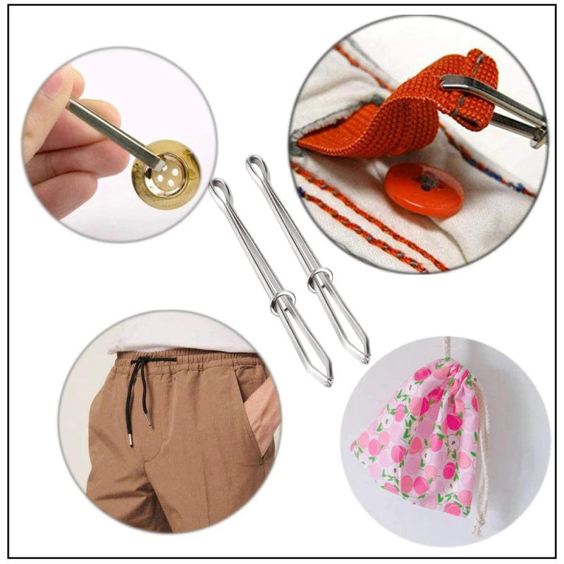 Description Picture 6 of item2pcs High Quality Garment Clips Sewing DIY Tools Elastic Band Tape Punch Cross Stitch Threader Wear Elastic Clamp (Wear Rope)