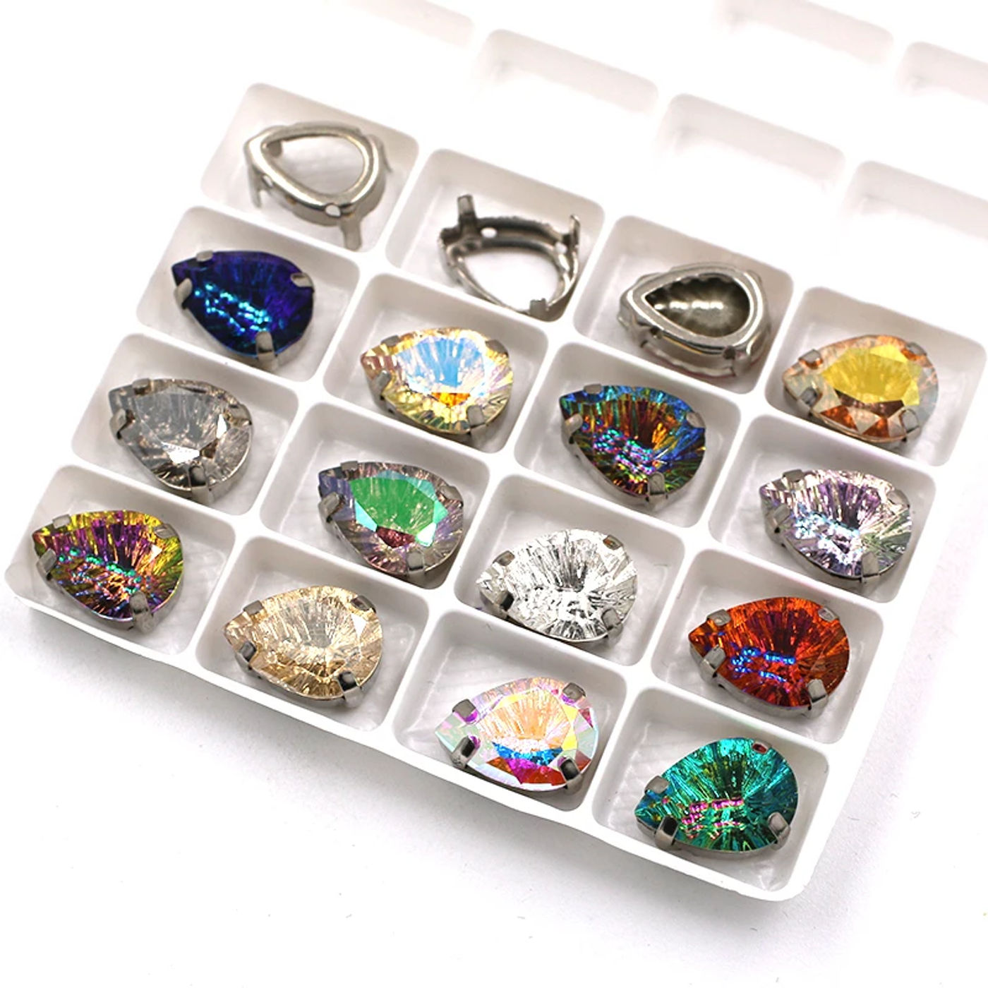 Description Picture 4 of item10pcs/bag Clothing Decoration K9 Glass Crystal Teardrop Shape Silver Base  Sew on Rhinestones for DIY Apparel Sewing & Fabric