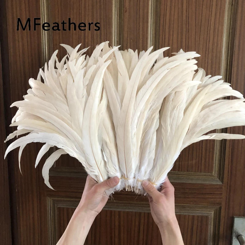 Description Picture 4 of item2020 New Arrival 100PCS 12-14" 30-35CM Long Real Chicken Feathers Raw White Bleached Rooster Tails Feather Plumes For Crafts Dec