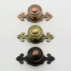 Antique Bronze Copper Dresser Drawer Pull Handles Knob Backplate Metal Pulls / Vintage Style Cabinet Handle Pull Knobs Hardware