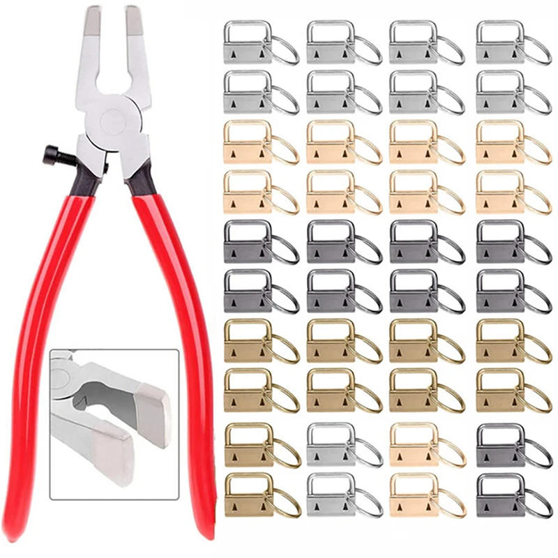Description Picture 5 of item20/40/60PCS Webbing Tail Clip Key Fob Hardware 25mm Keychain Split Ring with Tool  Pliers for Wrist Wristlets Cotton Tail Clip