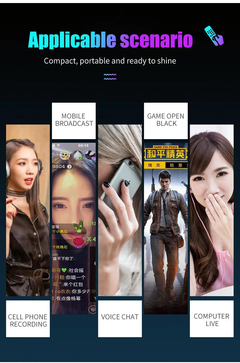 Description Picture 6 of item12 Voice Modes Changer Live Gaming Streaming Sound Changes Microphone Mini Portable Voice Modulator for Phone PC Tablet Laptop