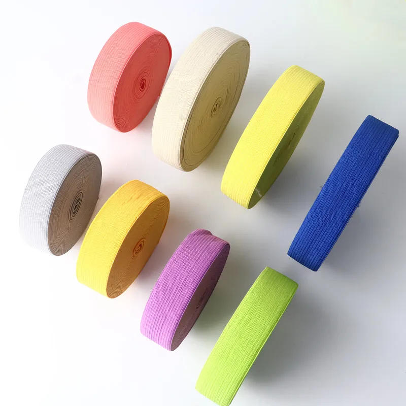 Description Picture 5 of item25Mm Color Elastic Band Thick Flat Braided Soft Rubber Spandex Webbing Sewing Lace Decorative Belt Clothing Accessories 1M