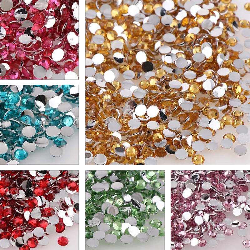Description Picture 2 of item1000pcs 2mm 25 Colors Rhinestones Non Hotfix Round Resin Flatback Rhinestones For DIY Nail Art Jewelry Decorations