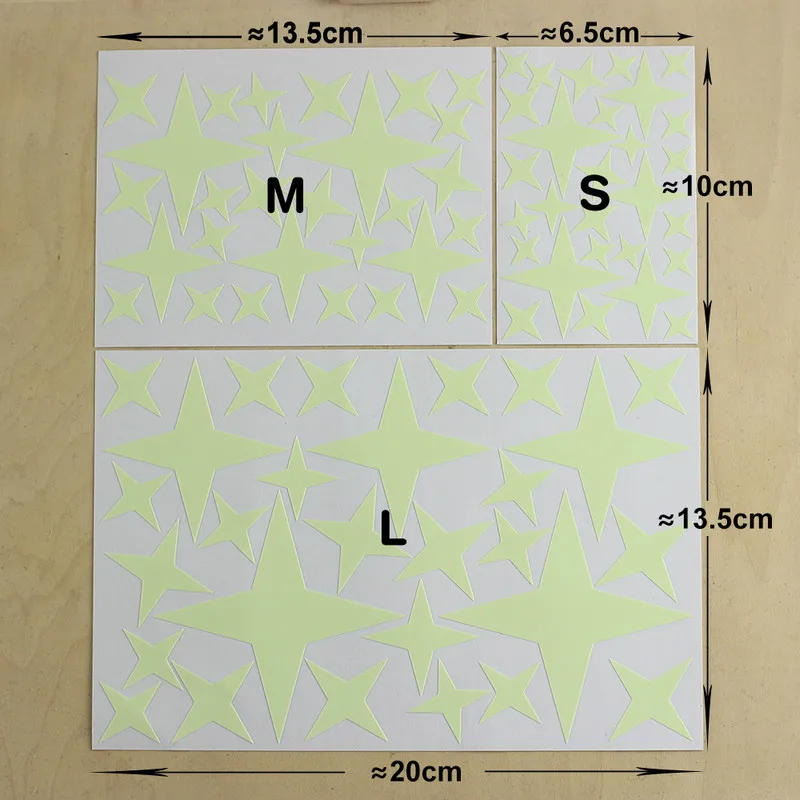 Description Picture 3 of itemGlow Stars Stickers Kids Room Wall Ceiling Decoration Star Sticker Scrapbook Album Book Fridge Door Laptop Phone Car Vinyl Decal