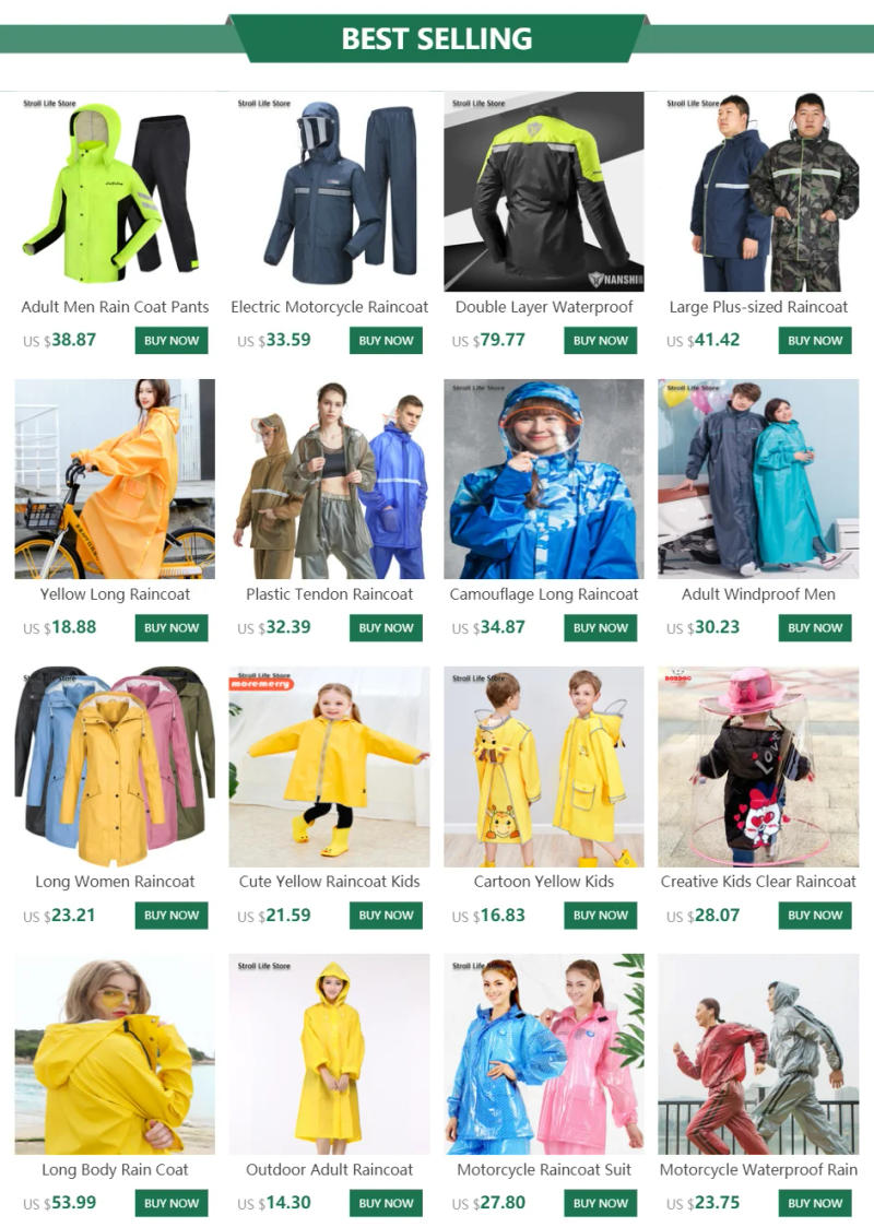 Description Picture 2 of itemOutdoor Adult Raincoat Women Yellow Translucent Plastic Suit Rain Poncho Clear Rain Coat Waterproof Gabardina Mujer Rain Gear