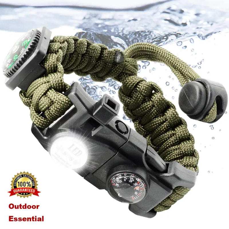 Description Picture 4 of itemOutdoor Survival Paracord SOS LED Light Emergency Knife Whistle Compass Outdoor Multifunctional Tools for Camping Wristband