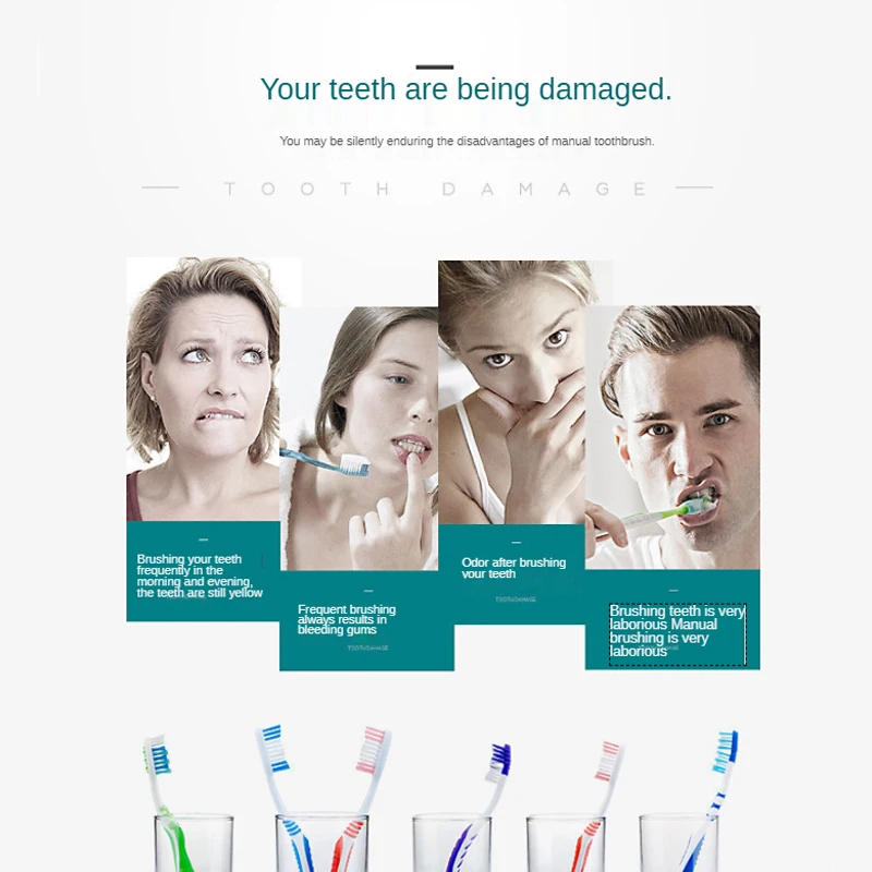 Description Picture 2 of itemNew 6 Mode Electric Toothbrush Sonic Brush Head Adult Timer Brush USB Charger Rechargeable Tooth Brushes Replacement Heads Set