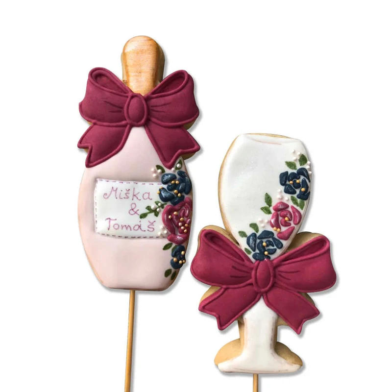 Description Picture 3 of item1pcs Wedding Wine Glass Champagne Bottle Metal Cookie Cutter Fondant Cake Decor Biscuit Chocolate Mould Pastry Tools