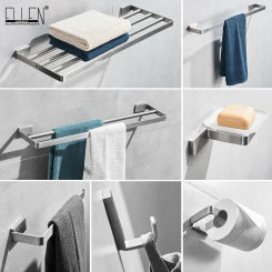 ELLEN Bathroom Hardware Set Brushed Towel Shelves Toilet Paper Holder Robe Hook Towel Ring  Toilet Brush Holder ML19300