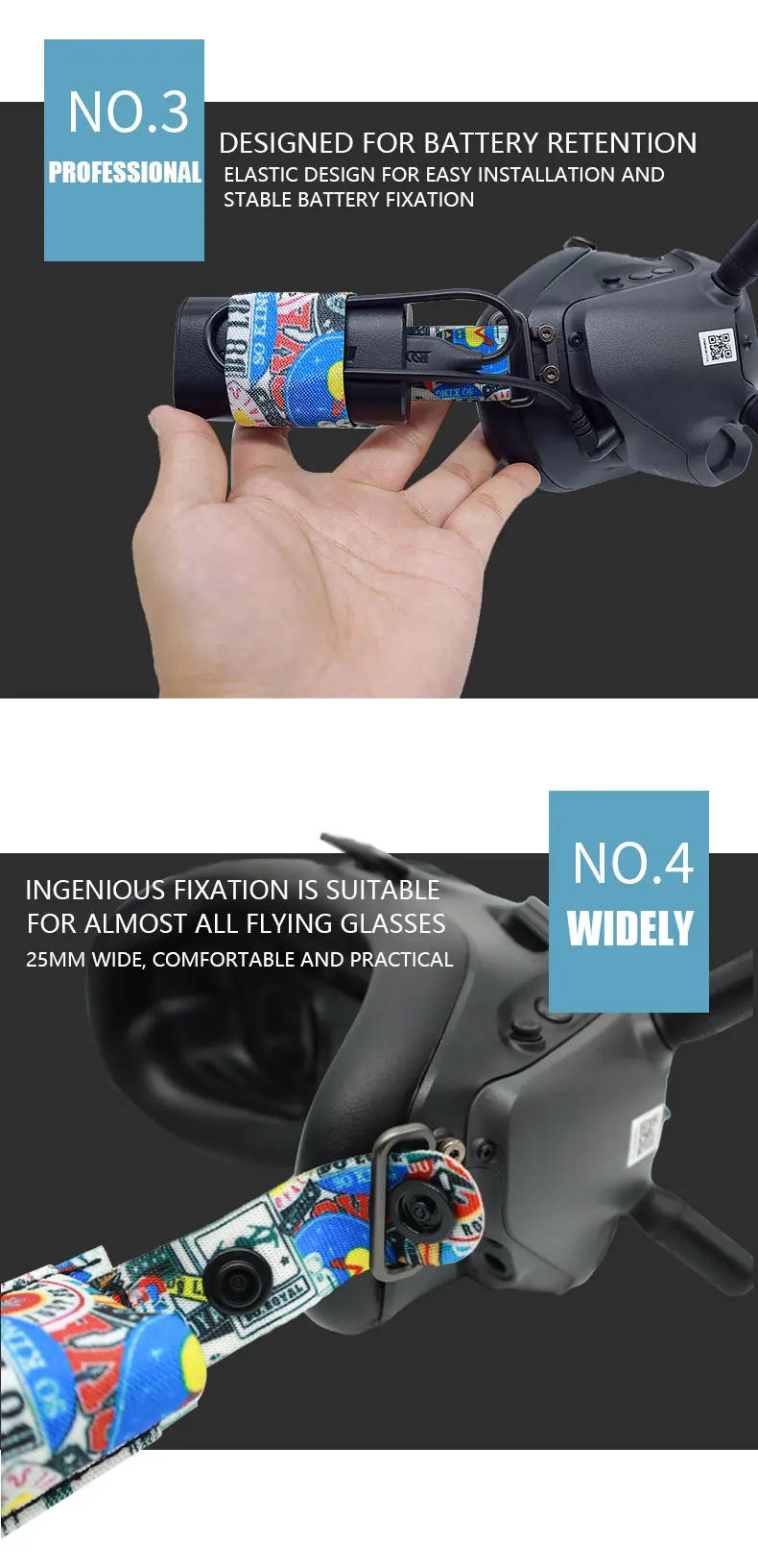 Description Picture 6 of itemHeadband for DJI Avata FPV Goggles V2 Battery Holder Head Strap Power Supply Cable Dustproof Pad for DJI Goggles 2 Accessories