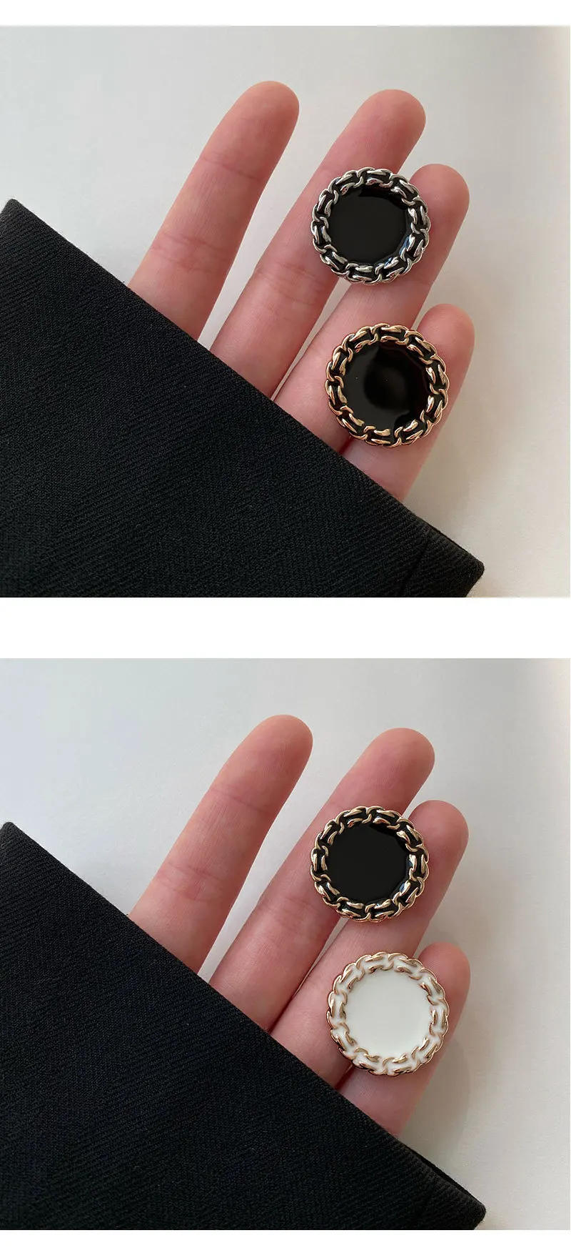 Description Picture 2 of itemLuxury Retro Metal Sewing Buttons For Clothes Embellishment Coat Decor Diy Craft Supply Black White Needlework Accessories 6pcs