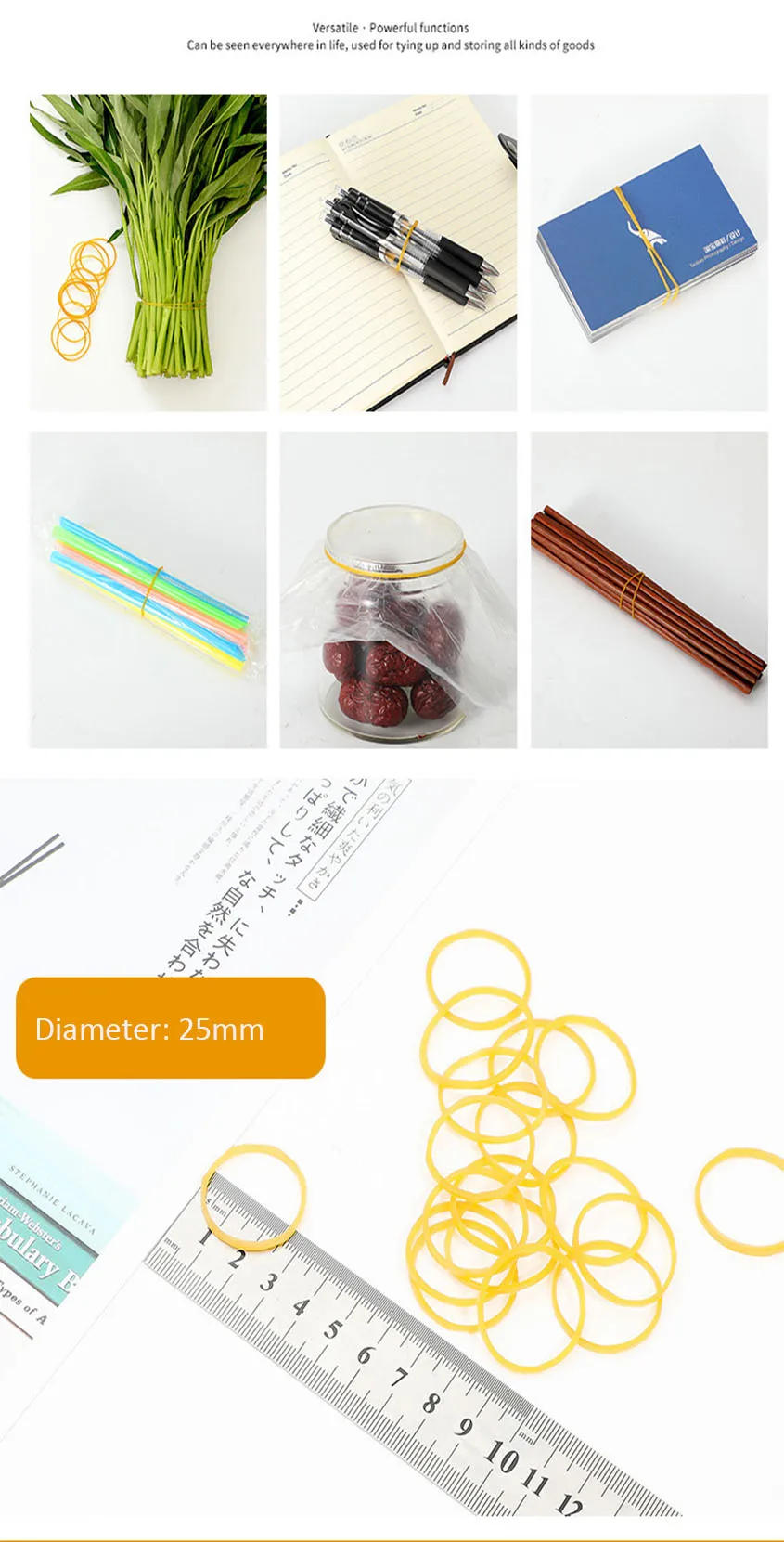 Description Picture 3 of item100-1000Pcs Multiple Colors Elastic Bands Multiple Rubber Band Office School Packaging Stretchable Sturdy Rubber Elastics Bands