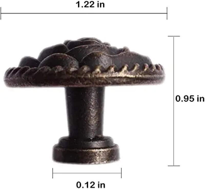Description Picture 5 of itemVintage Rose Cabinet Knobs Antique Bronze Cupboard Dresser Door Pull Round Zinc Alloy Knob Drawer Handles with 3 Sized Screws