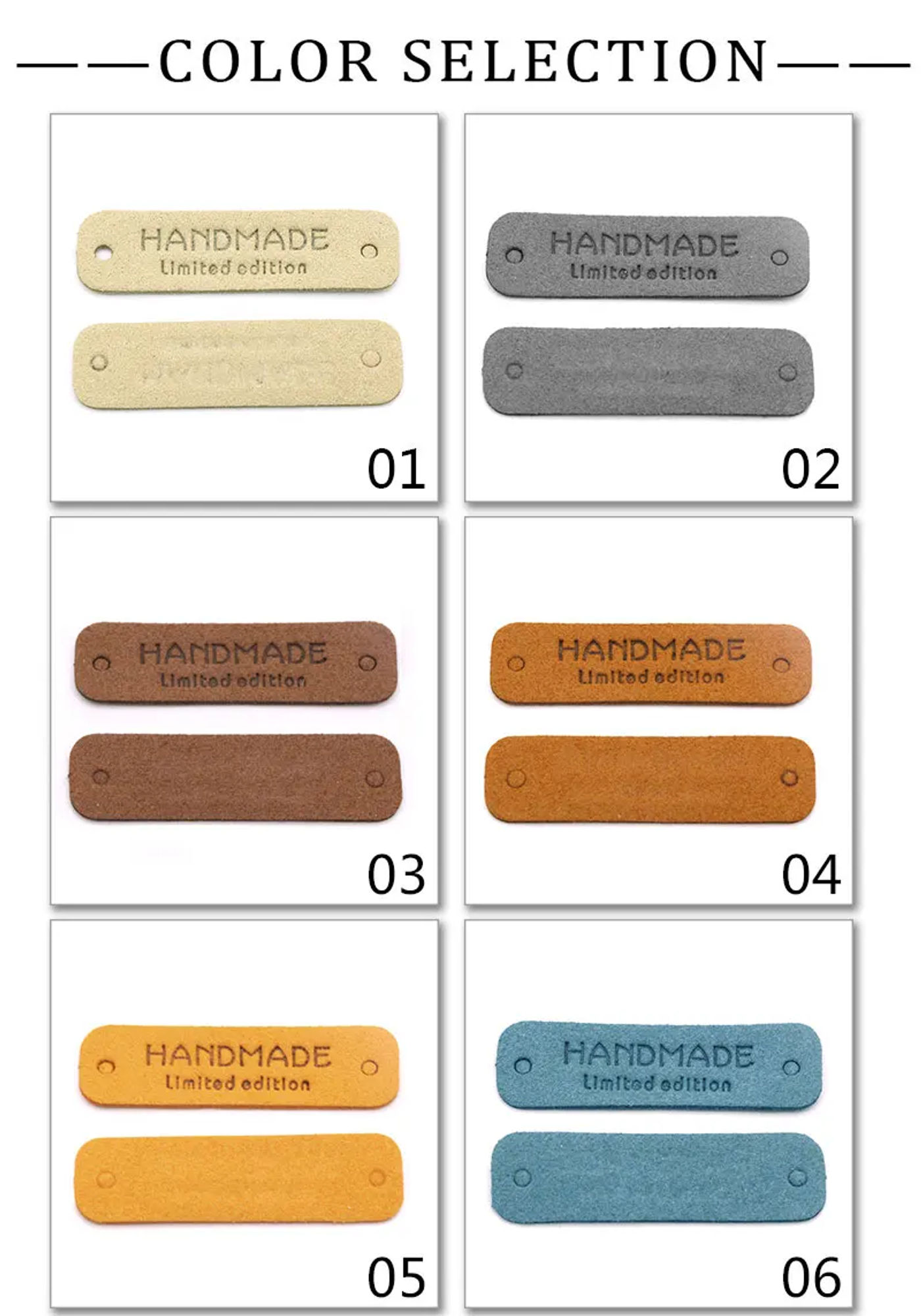 Description Picture 6 of item20Pcs Handmade Label For Clothes "Limited Edition" Hand Made Tag Fiber Leather Label DIY Hats Bags Sew Accessories 54*15MM