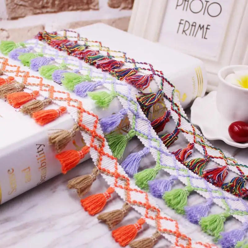 Description Picture 5 of item1Yard Tassel Lace Trim Tassel Fringe Lace Curtain Embroidery Tassels Garment Lace Ribbon for Wedding DIY Craft Sewing Accessorie