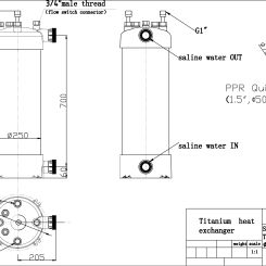46KW Water to Water High Temperature Resistance Titanium Heat exchanger for Salt Water Heating
