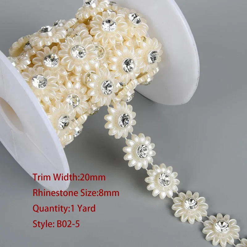 Description Picture 6 of item1Yards Imitation Pearl Beaded Chain Trim Garland Strand for Door Curtain Wedding Decoration DIY Embellished Rhinestone 39 Styles