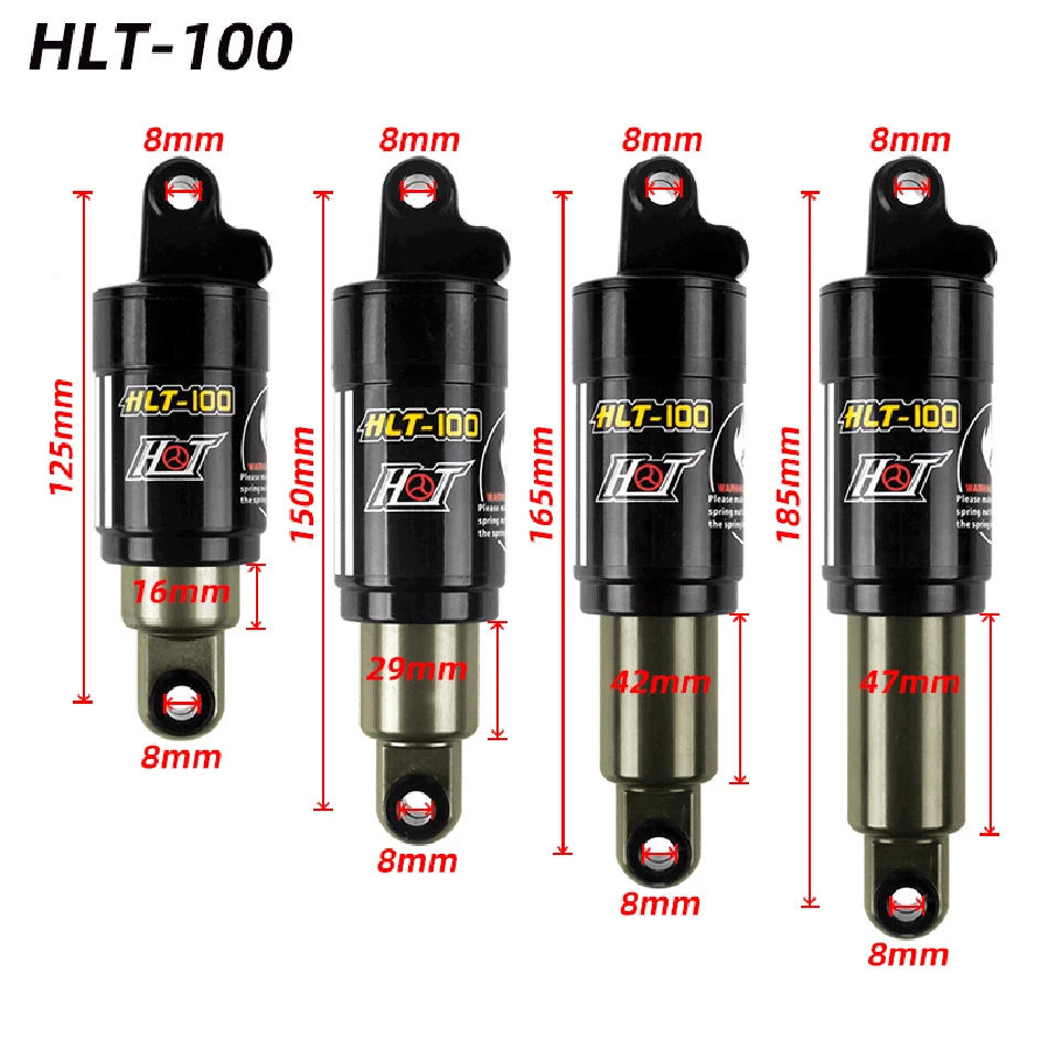 Description Picture 2 of itemHTL-100 mountain bike rear shocks / 125/150/165 / 185mm 850/1000 lbs aluminum alloy spring Shock for e-bike snowmobile