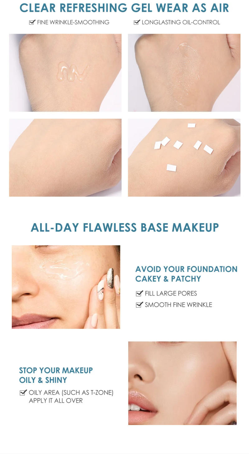 Description Picture 6 of itemWholesale FOCALLURE Oil Control Face Primer Gel High Coverage Invisible Pore Blurring Smooth Foundation Base Makeup Cosmetics