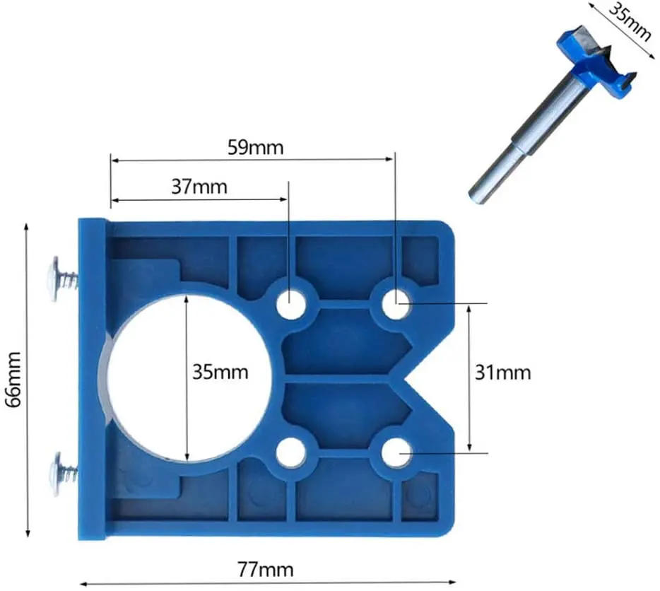 Description Picture 3 of item35mm Hinge Drilling Jig Concealed Guide Hinge Hole Drilling Guide Locator Woodworking Hole Opener Door Cabinet Accessories Tool