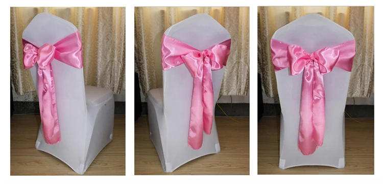 Description Picture 6 of item10/50/100pcs/Lot Satin Chair Bow Sashes Wedding Indoor Outdoor Chair Ribbon Butterfly Ties Party Event Hotel Banquet Decoration
