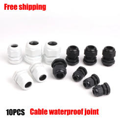 Waterproof Cable Gland 10pcs Cable entry IP68 PG7 for 3-6.5mm PG9 PG11 PG13.5 PG16 PG19/21/ White Black Nylon Plastic Connector