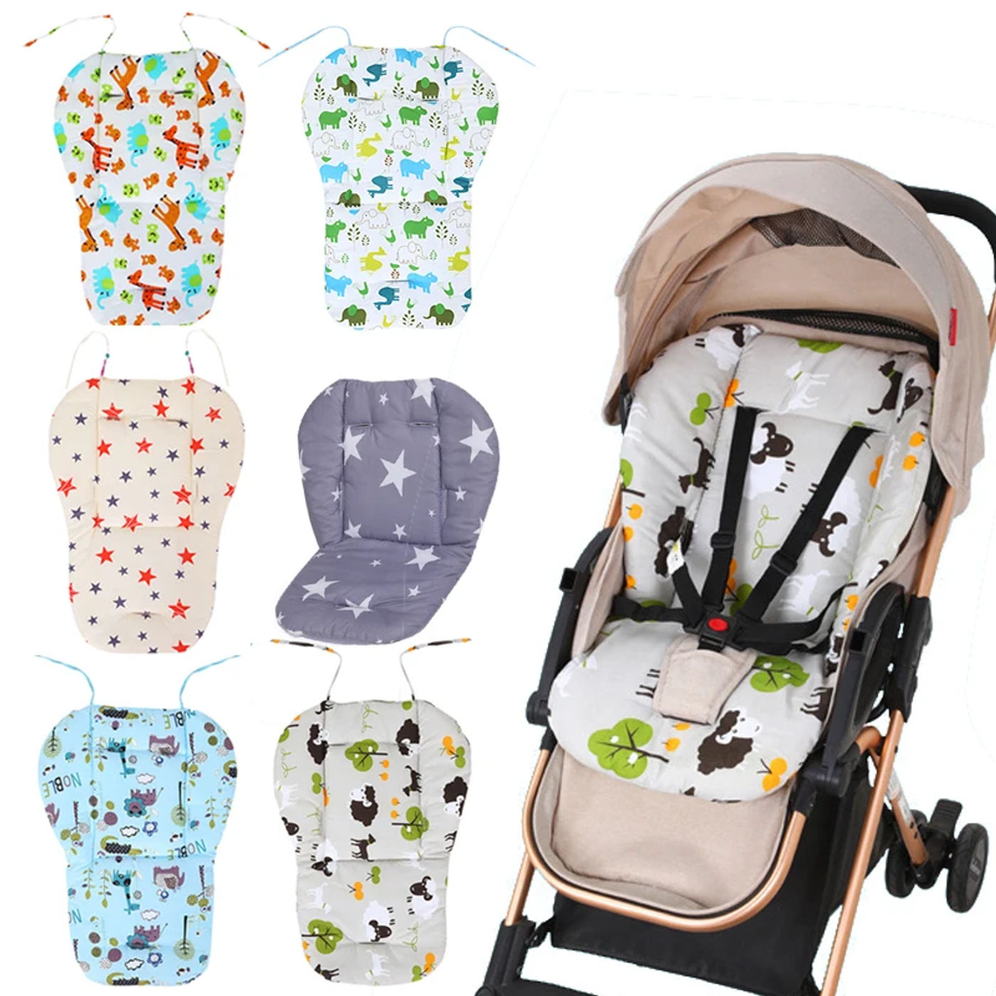 Description Picture 2 of itemBaby Kids Highchair Cushion Pad Mat Booster Seats Cushion Pad Mat Feeding Chair Cushi on Pad Stroller Cushion Mat Cotton Fabric