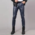 PU Leather Pants Men Slim Stretch Fashion Casual High Quality Solid Zipper Skinny Nightclub Streetwear Men Faux Leather Trousers