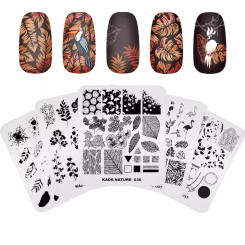 KADS Nail Stamp Plate Nature Leaves Feathers Design Image Stamping Template Nail Art DIY Plates for Manicuring Painting Tools