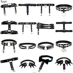 High Quality Womens Sexy Elasticity Harness Heart Leg Chain Garter Belts Cosplay Spike Elastic Thigh Ring Garter Bondage Belts